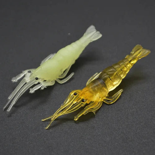 FANTU Fishing Shrimp Lure With Hook Luminous Fishy Smell 4cm/1g Camarao Artificial Soft Lures 20PCS/LOT | Спорт и развлечения