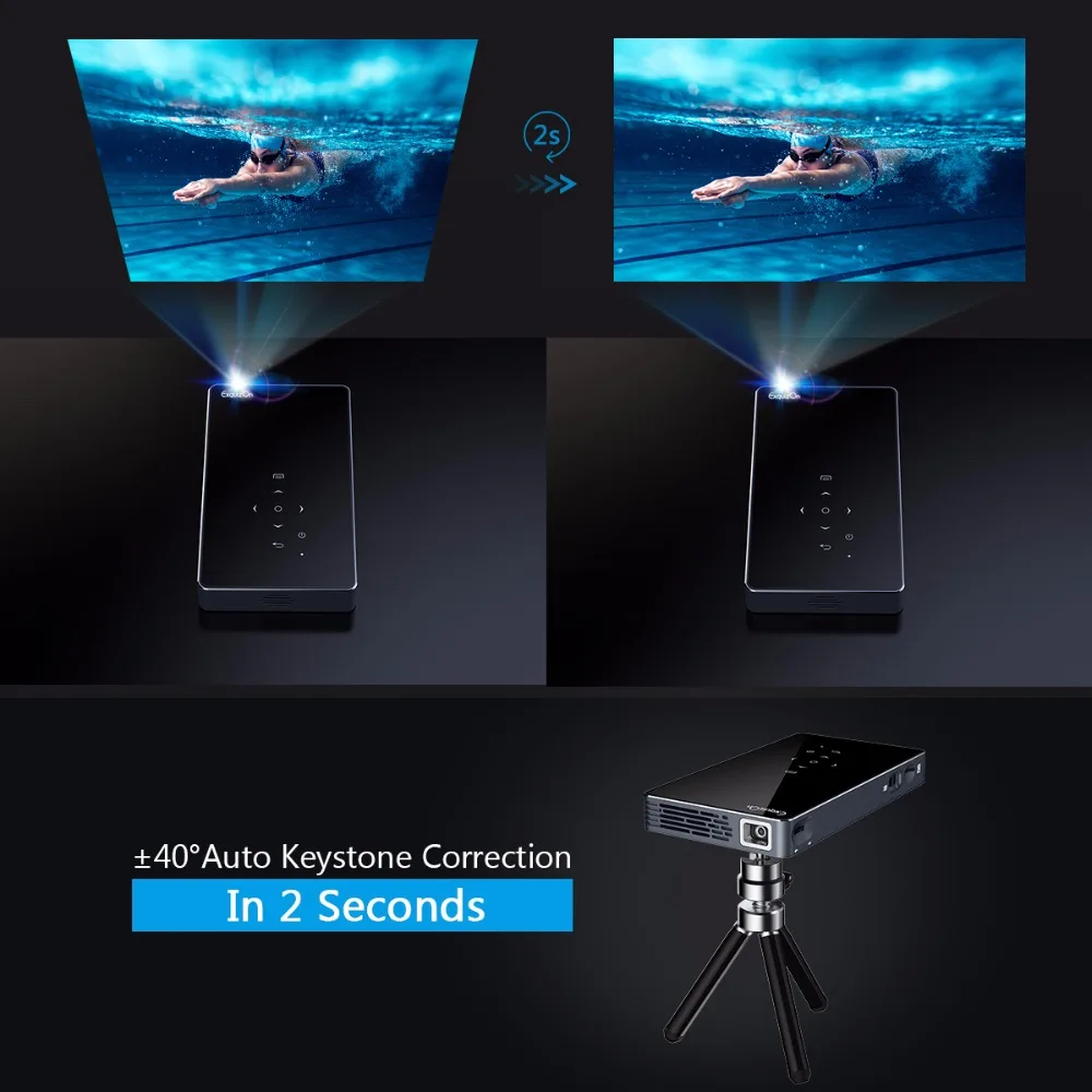 Exquizon P8I ОС Android 7 1 Pico карманный HD портативный Micro лазерный Wi Fi Bluetooth светодио дный