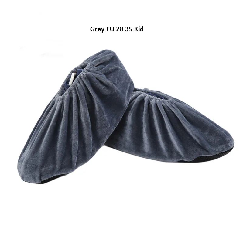 Grey EU 28 35 KID 100 пар Многоразовые домашние Пылезащитный для обуви покрытие сплошной цвет открытый галоши для защиты от дождя ткань водонепроницаемый износостойкий чехол для обуви - Цвет: Grey EU 28 35 KID