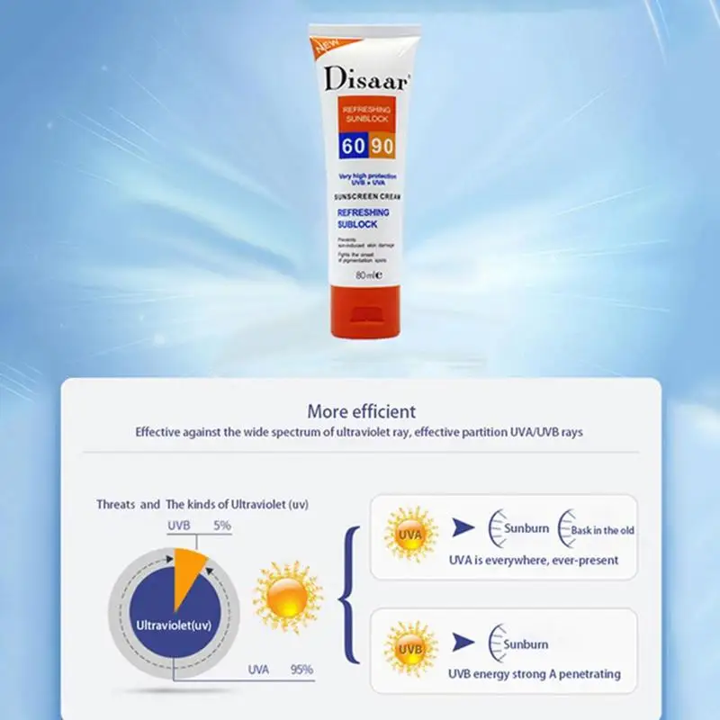 Disaar Protetor Солнечный солнцезащитный крем Spf 90++ увлажняющий солнцезащитный крем для кожи 80 г уход за лицом предотвращает повреждение кожи