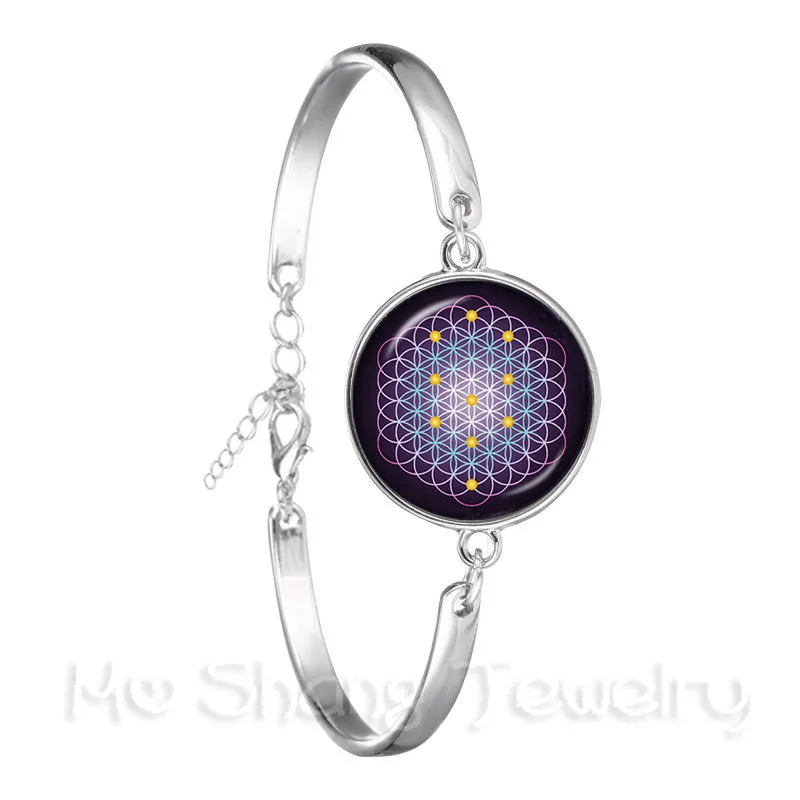 Mandara Glass Dome Bracelet Trendy Chakra Mandala Jewels Geometric Flower Gift For Family OM Yoga Chain Bangle Women | Украшения и