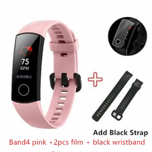 Pin-films-black str Умный Браслет huawei Honor Band 4 с пультом дистанционного управления для камеры, цветной Amoled 0,9" сенсорный экран для плавания - Цвет: Pin-films-black str