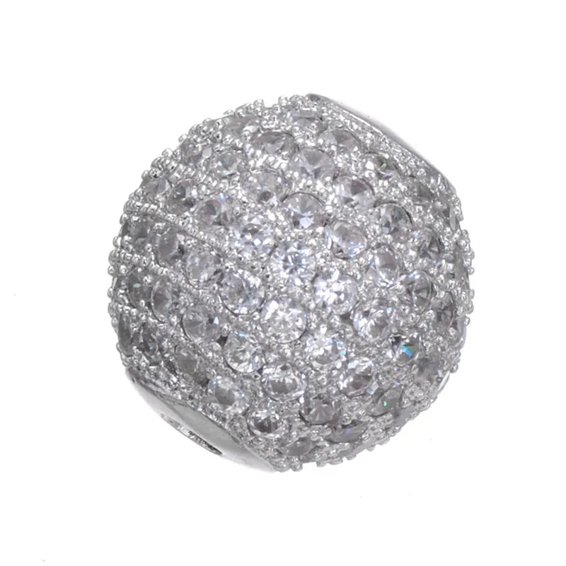 Латунные искусственные бусины 12 мм микрозакрепка кубический цирконий круглые 5