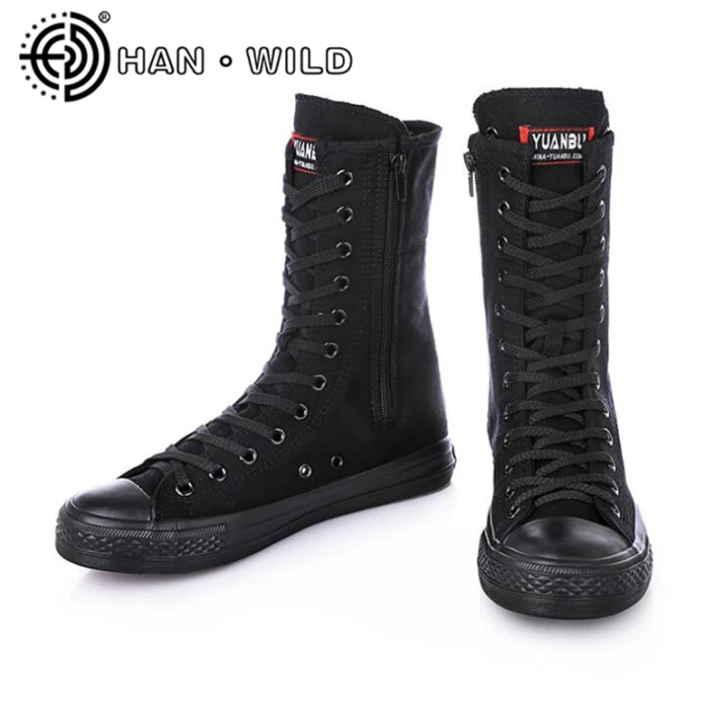 Кеды женские высокие холщовые кроссовки с боковой молнией на шнуровке