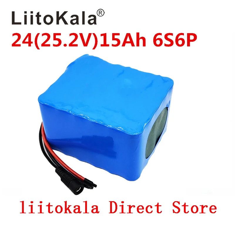 LiitoKala 6S6P 24V 15Ah 25.2V batteria al litio batterie per motore elettrico bicicletta ebike scooter sedia a rotelle cropper con BM