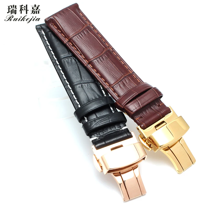 Кожаный ремешок для часов мужчин и женщин браслет Бабочка Пряжка Citizen Omega Seiko Casio 14