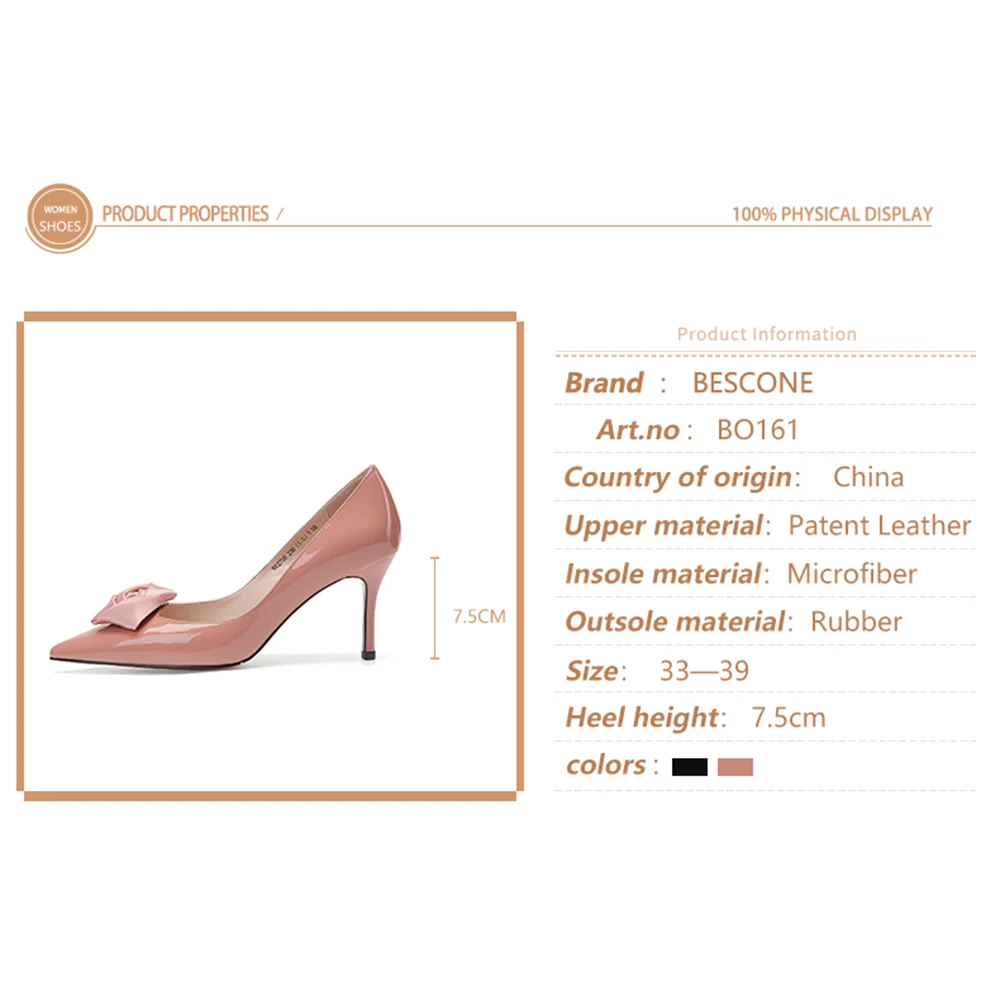 BESCONE/Весенняя пикантная женская обувь Туфли лодочки с острым носком на высоком