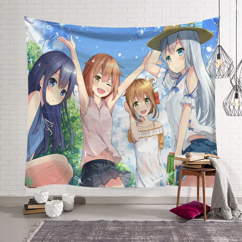 Cartoon Girls tapestry Wall Hanging Large Comic Print Art Fabric Decor Blanket Sleeping Mat Yoga Carpet 150x130cm | Дом и сад