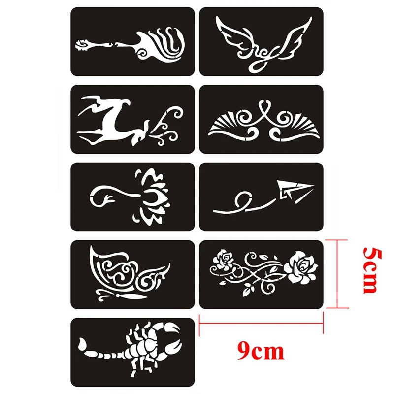 40 шт. трафареты для татуировок + 3 коричневая черная индийская паста хной с