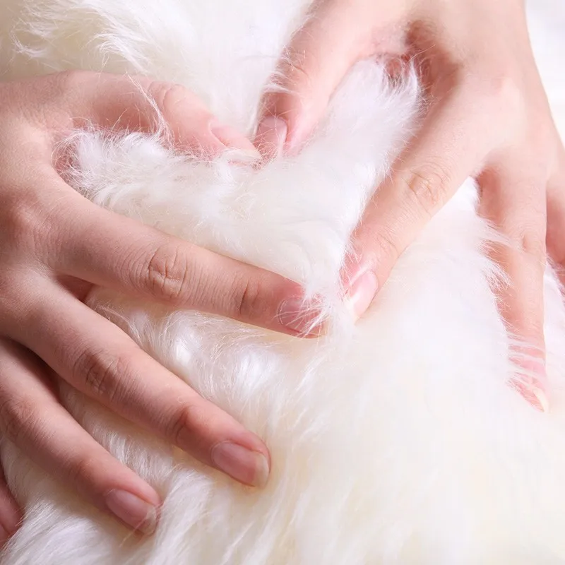 2P большой коврик из овечьей кожи для кресла-качалки зимнее бежевое белое