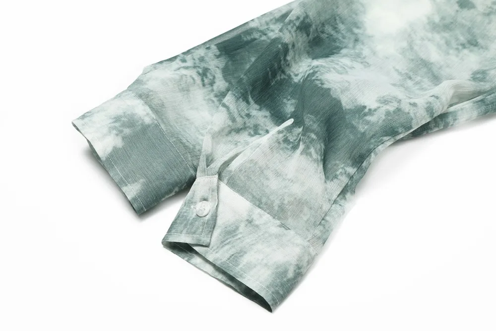 Samstree Tie Dye женские рубашки с принтом, осень, модные уличные женские блузки с длинным рукавом, винтажные свободные топы в Корейском стиле