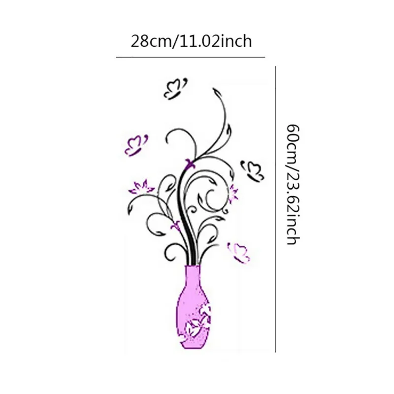Новинка Дерево бабочка хрустальная ваза Роза вход в гостиную фон стены 3D