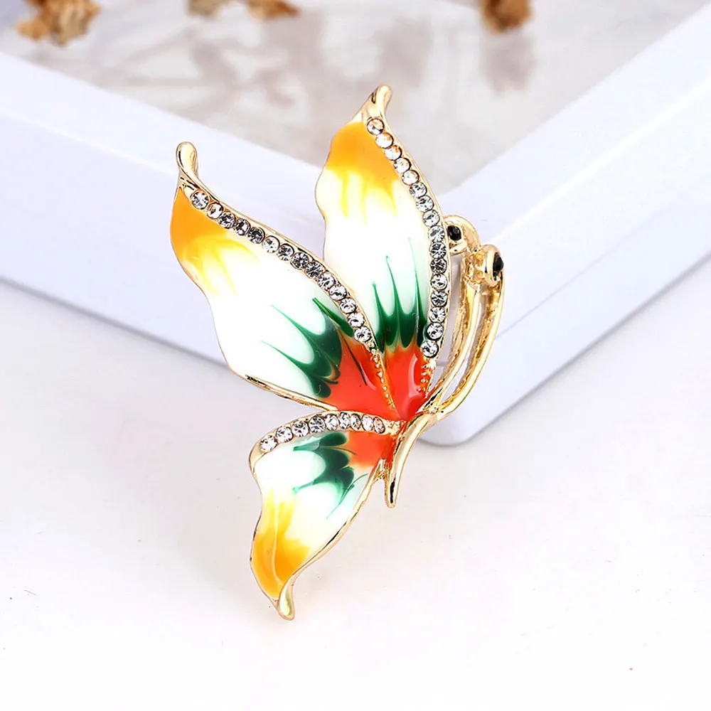 PULATU ручная роспись броши в виде бабочки для женщин цветная эмаль сплав мозаика
