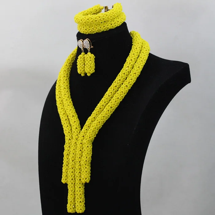 Массивный желтый костюм африканские Хрустальные Бусы Ювелирные наборы для