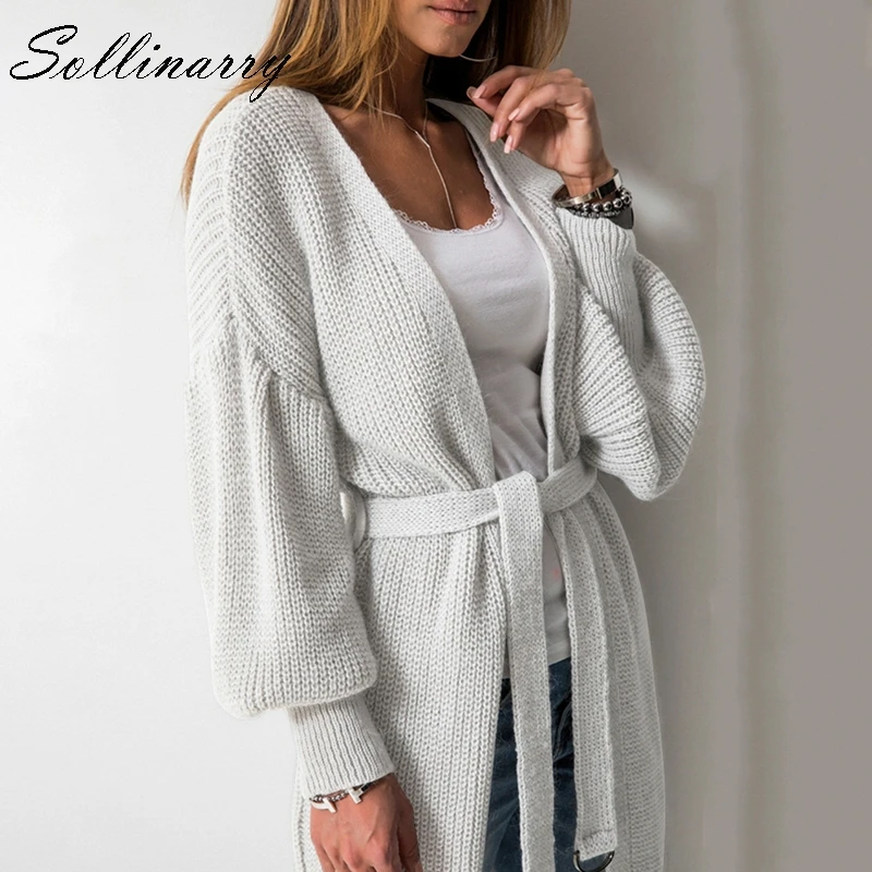 Sollinarry ремень галстук Feminino свитеры для женщин трикотажные прочные кардиганы