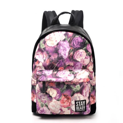 purple rose BAIDA рюкзак из искусственной кожи с цветочным узором в китайском стиле женские школьные сумки Mochila крутые рюкзаки для девочек - Цвет: purple rose