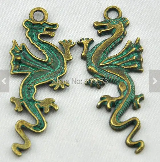 20X49MM 10 шт античная медь деревенский патина Летающий талисман дракон подвески DIY
