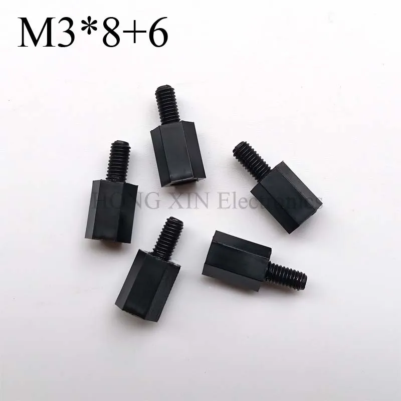 M3 * 8 + 6 черная нейлоновая прокладка стандартная штекер-гнездо мм Комплект