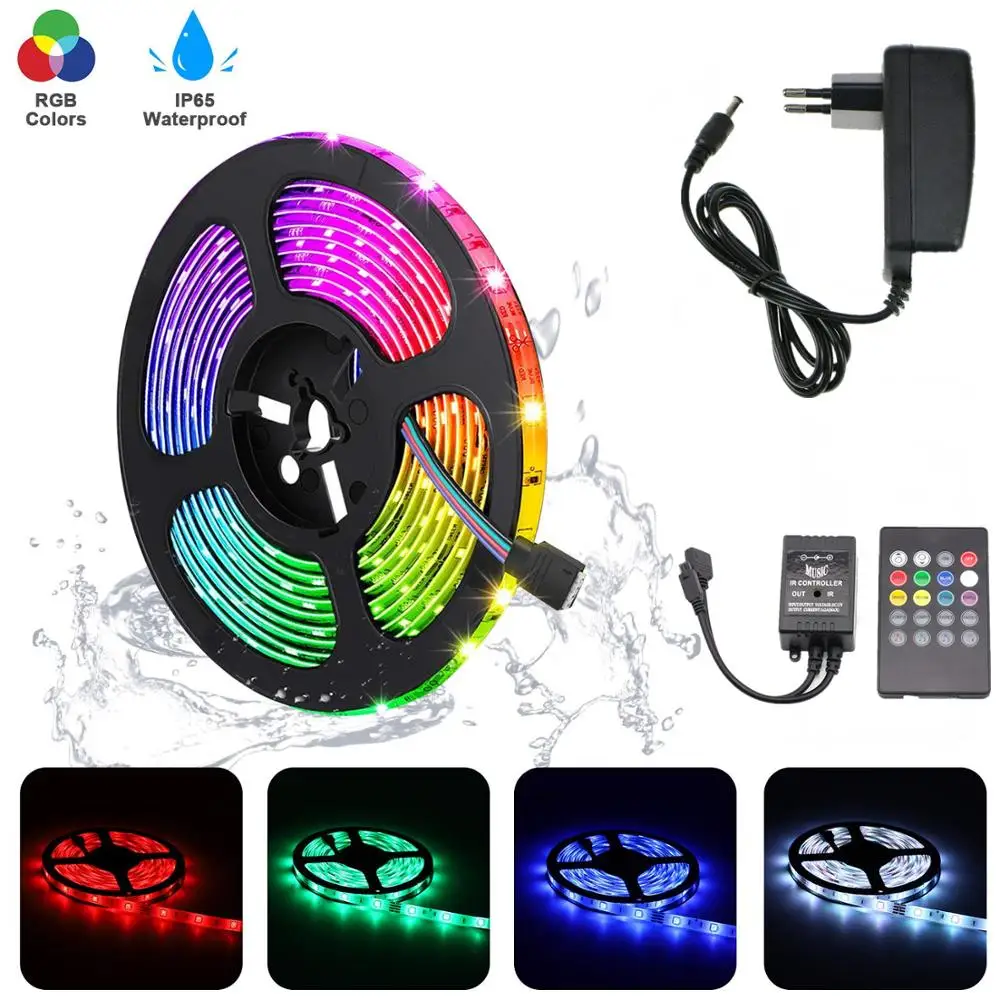 Светодиодная лента 5050 RGB 1 м 5 10 15 с синхронизацией музыки для украшения праздника