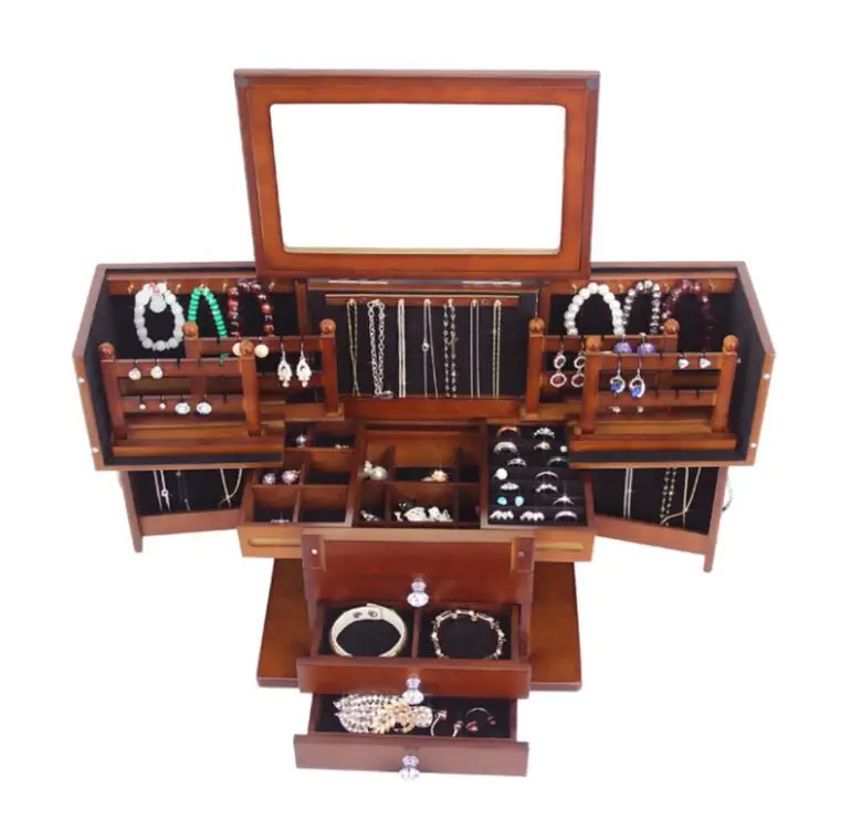 Большая деревянная шкатулка для украшений в европейском стиле ретро