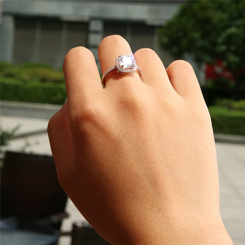 2018 New Women's Fashion Meteorite Rings Shining Crystal Ring Engagement Jewelry Romantic Gift for Women Size 7 8 | Украшения и