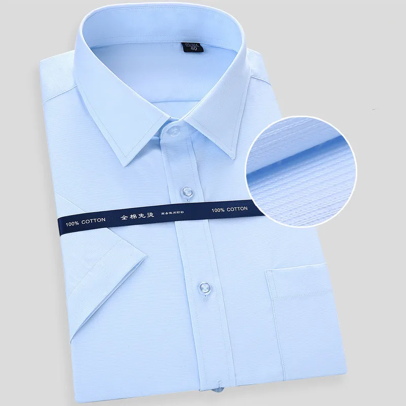 

Non-ironing Men Dress Shirt Cotton Short Sleeve New 2019 Male Clothing Fit Business Shirts Streetwear Clothes 2018 Solid