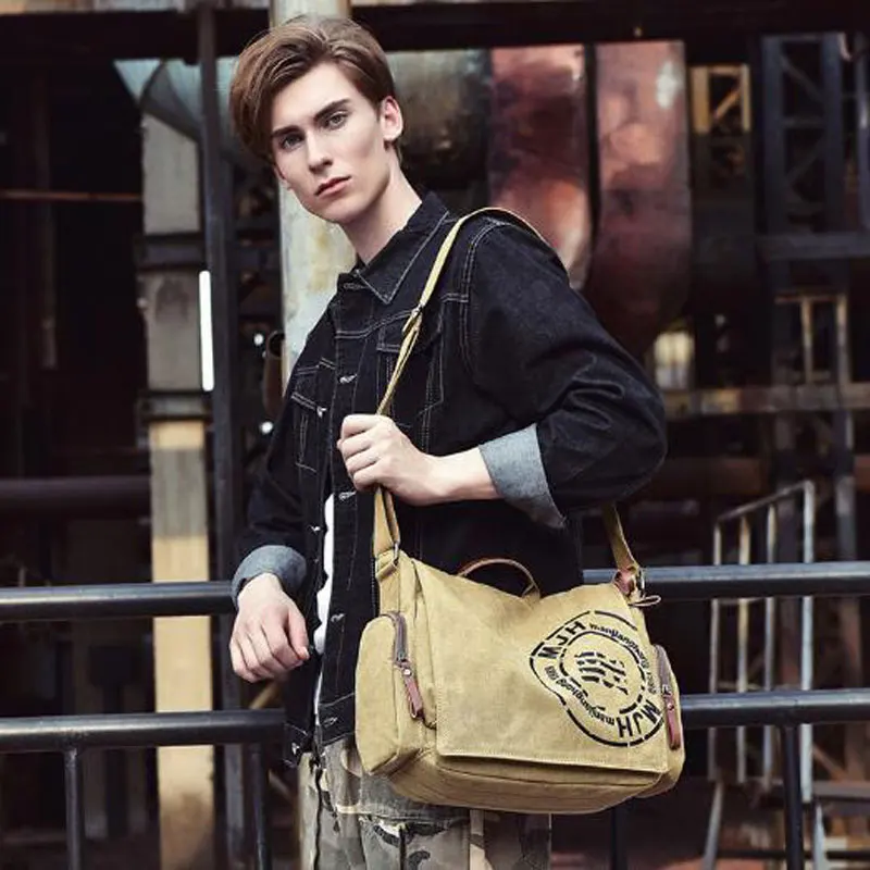 Холщовая Сумка на плечо вместительная мужская сумка сумка-мессенджер портфель с