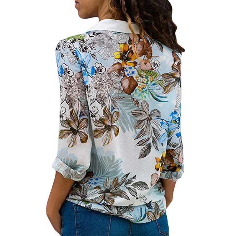 

Phertiful 2018 New Autumn Women Floral Long Sleeve Shirt Turn-down Collar Loose Button Blusas Female Casual Tops Plus Size 5XL