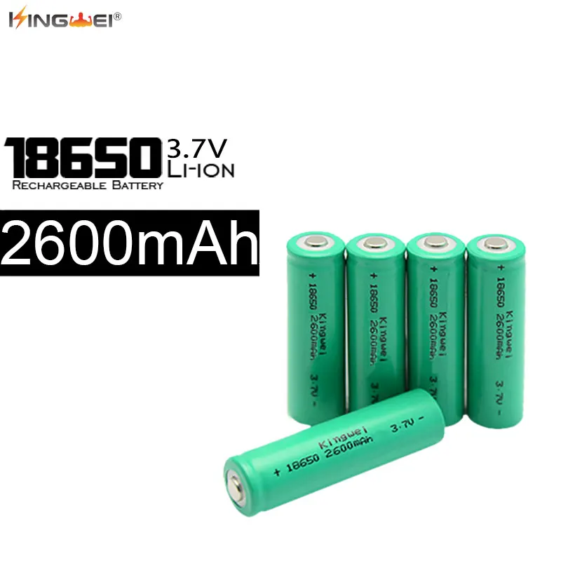 

100pcs/lot Kingwei 2600mah 3.7V 18650 Batteries Rechargeable Bateria For Laser Pen Flashlight Powerbank E-Cigarette