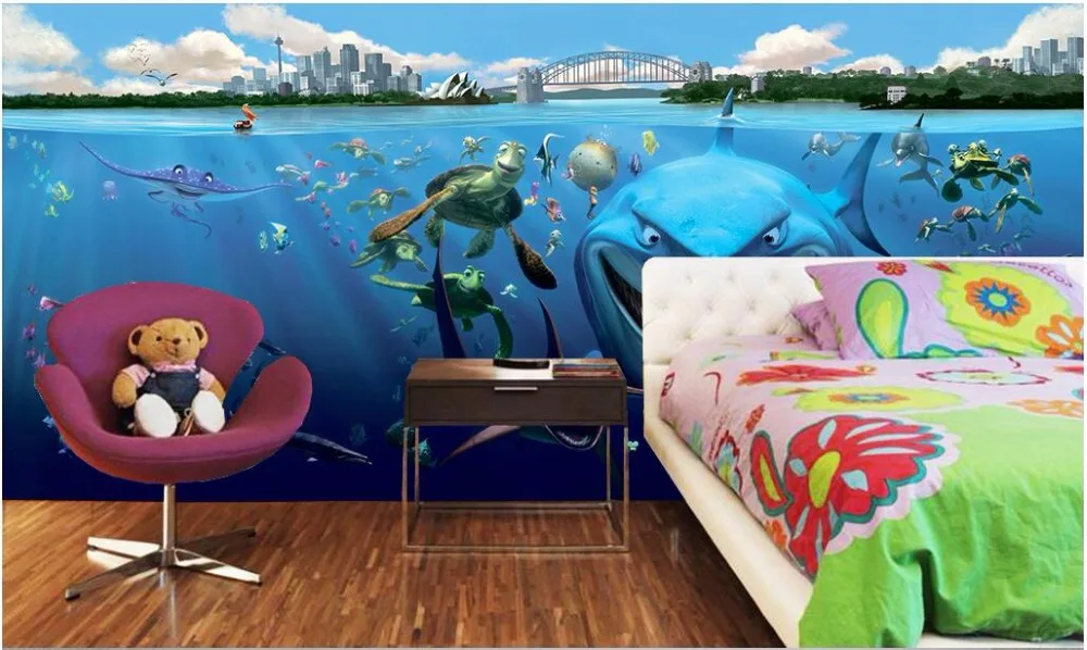 Настенные 3d обои на заказ рисунок морского мира аквариума ландшафта комнат