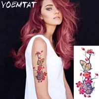 butterfly cherry blossoms arm shoulder tattoo stickers flash henna tattoo fake waterproof temporary tattoos sticker women