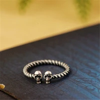 bestlybuy 100 genuine 925 sterling silver punk skull rings for women men gifts party cool jewelry skull thai silver ring