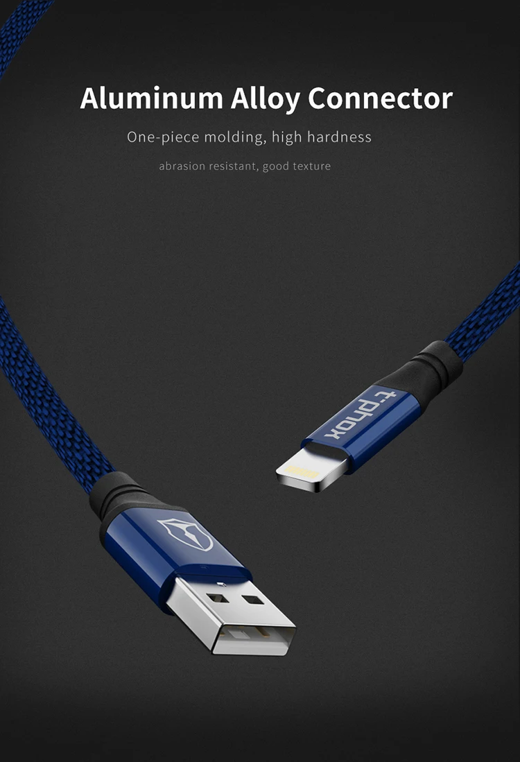 T-phox Классический USB кабель для iPhone xs max зарядное устройство USB кабель для передачи данных для iPhone X 8 6 6 S 2.4A usb кабель для зарядки телефона Шнур адаптер