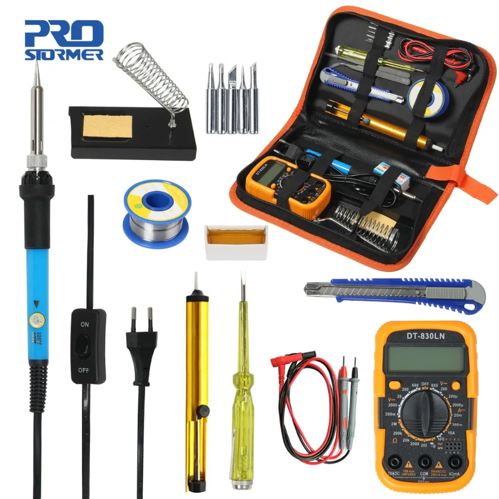 PROSTOEMER 60 Вт паяльник с регулируемой температурой DIY сварочный комплект всасывающая Оловянная монтажная плата ремонтная отвертка