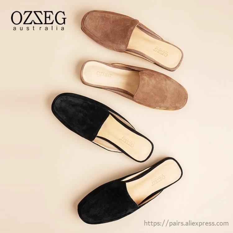 OZZEG/Брендовые женские шлепанцы без застежки в европейском стиле; шлепанцы без задника с кристаллами и цепочками; Pantuflas Mujer; коллекция года; сезон весна; кожаные удобные шлепанцы без задника для прогулок