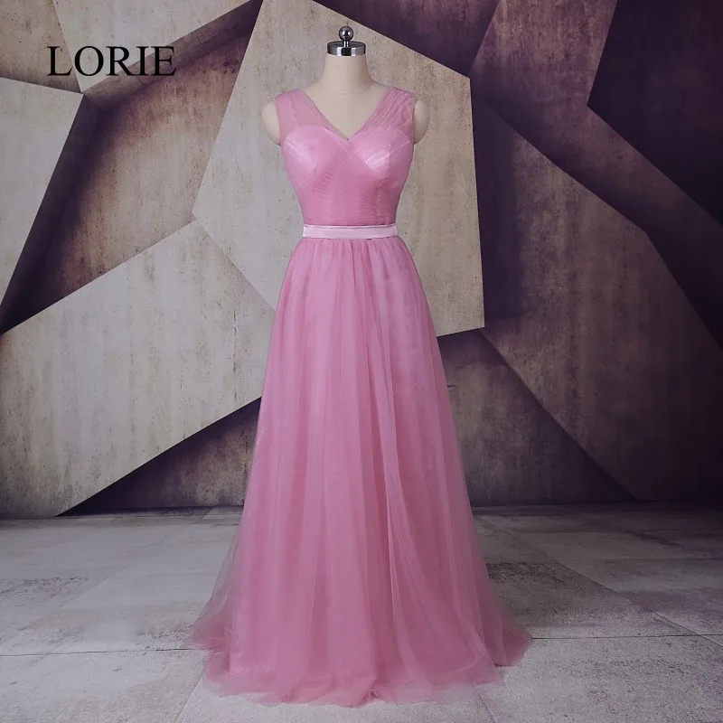 Лиловый Тюль Длинные Платья для подружек невесты 2018 Лори Vestido longo madrinha v-образный