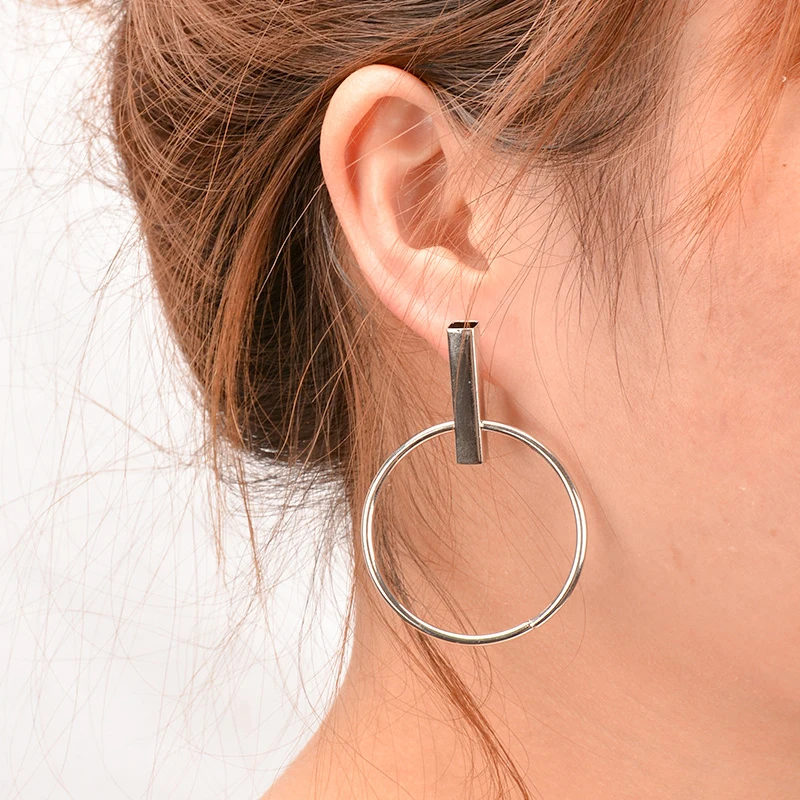 Серьги кольца женские большого размера с геометрическим рисунком|earring gemstone|earring