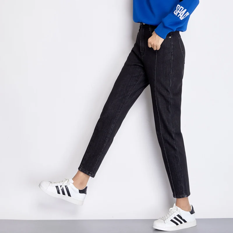 LEIJIJEANS 2018 новые зимние свободные шаровары джинсы плюс размер женские с высокой