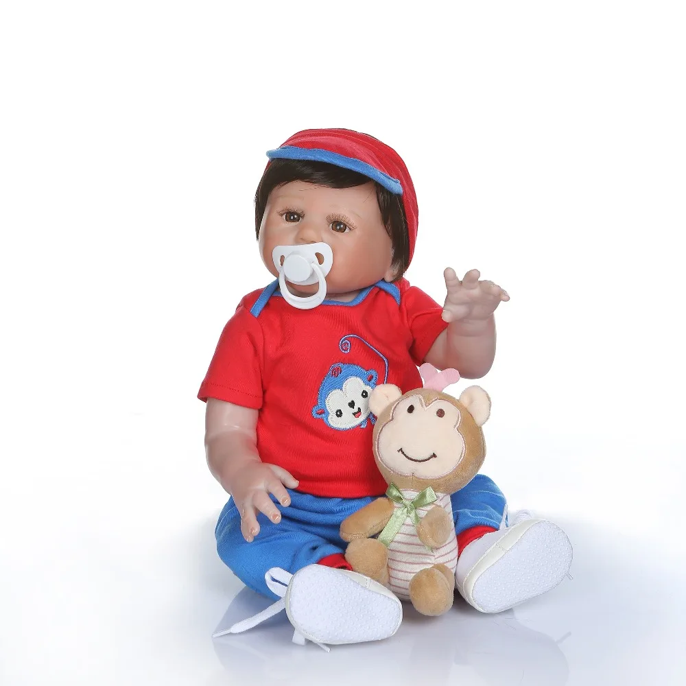 NPK 48 см bebe Кукла Новорожденный ребенок мальчик всего тела силиконовые игрушки для