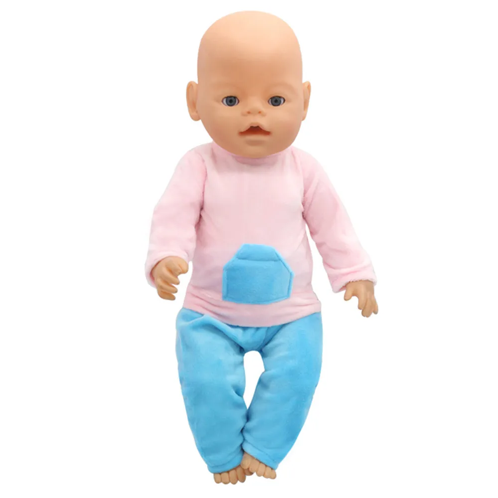 Luckdoll Высококачественная однотонная цветная Пижама с круглым вырезом для кукол 18