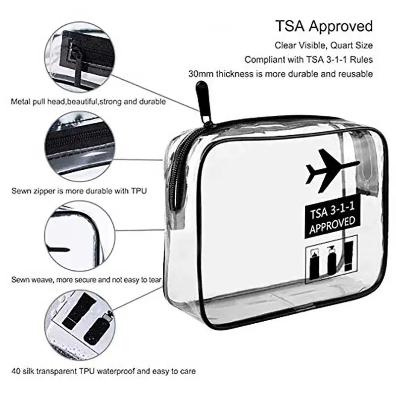 Прозрачная сумка для туалетных принадлежностей одобренная TSA дорожная