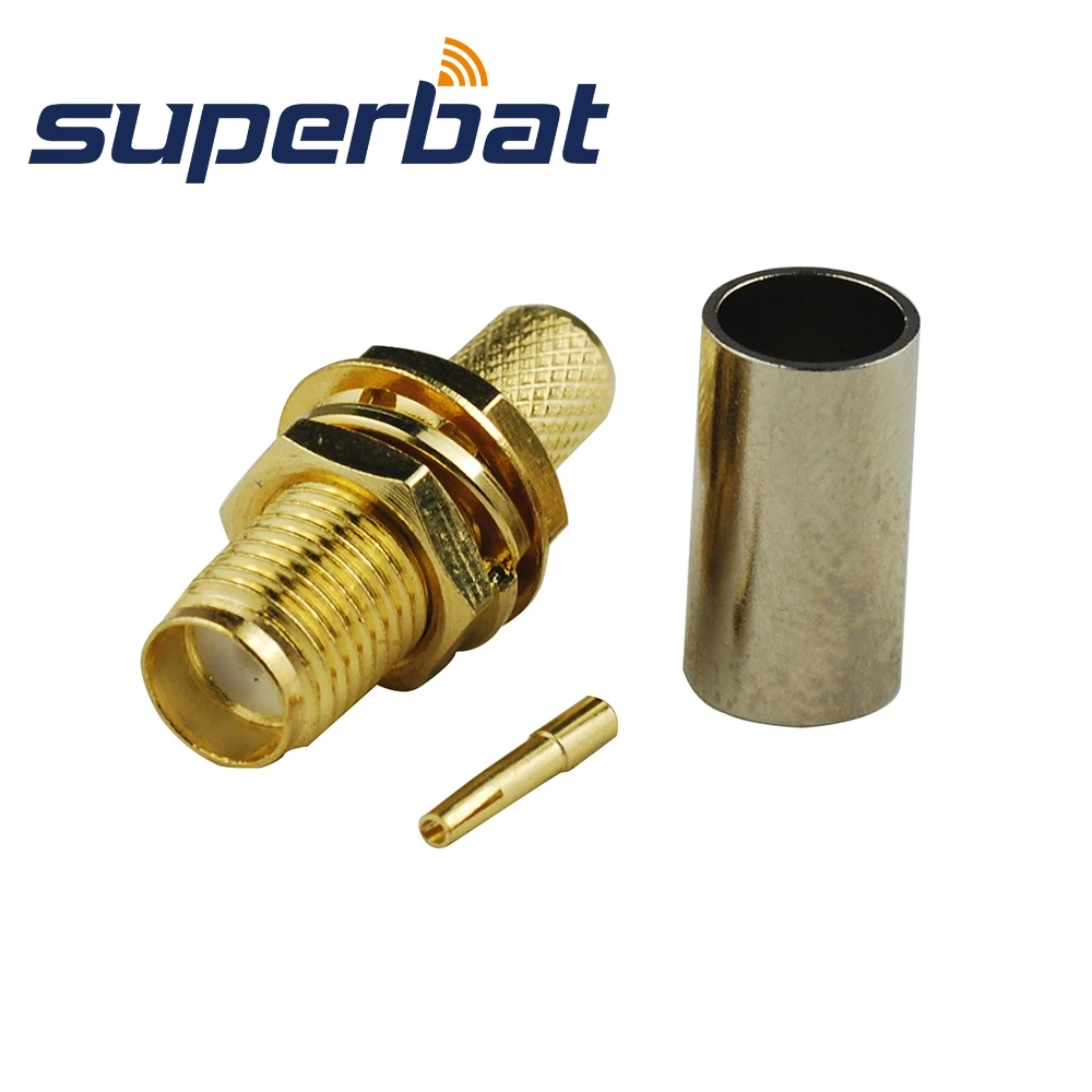 Superbat 10 шт. SMA 50 Ом обжимной гнездовой разъем перегородки для коаксиального кабеля