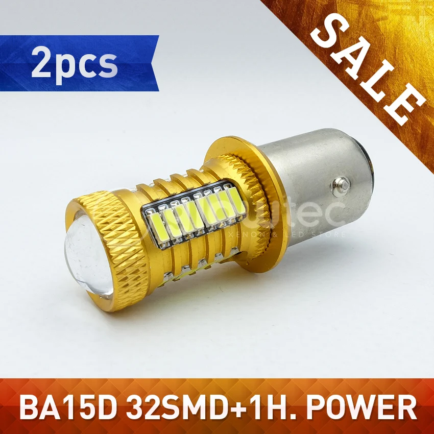 

2pcs BA15D 4014 32 SMD 1 super Chips 1157 BAY15D P21/5w LED Rear Auto fog Lamp headlight Metal Material GLOWTEC