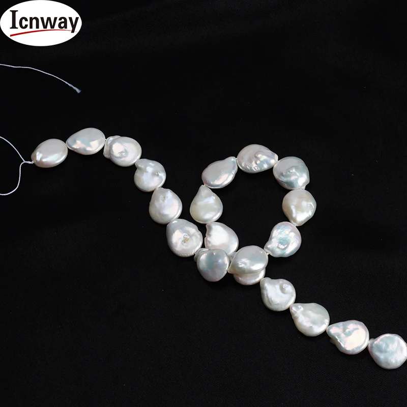 

Natural AA flat drop button white Freshwater Pearl 15-16mm 15inches DIY necklace bracelet earring FreeShipping Wholesale
