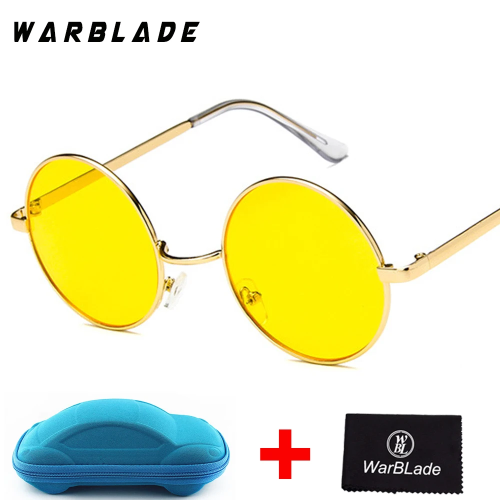yellow lens blue Синие модные круглые солнцезащитные очки для женщин, брендовые дизайнерские роскошные солнцезащитные очки для женщин, крутые ретро женские солнцезащитные очки Oculos Gafas - Цвет линз: yellow lens blue