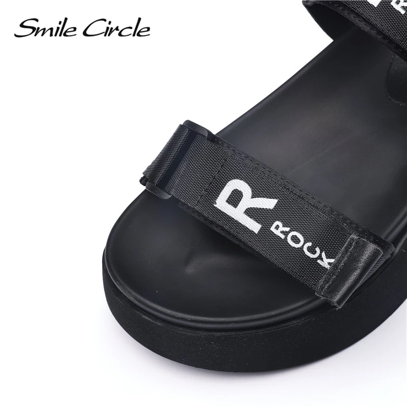 Smile Circle/2019 летние сандалии на плоской подошве женская обувь платформе модные