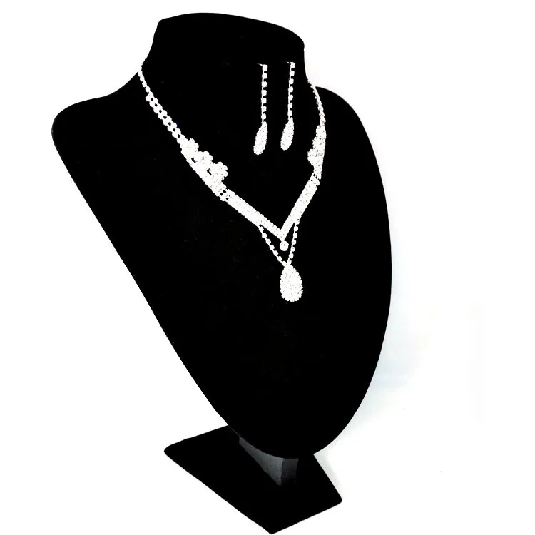 Мода 2 шт./компл. женское ожерелье + серьги набор медных кристаллов Ювелирные