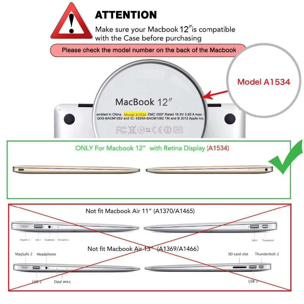 Женский защитный чехол совместимый с MacBook 12 дюймовый дисплей Retina модель A1534|Чехлы