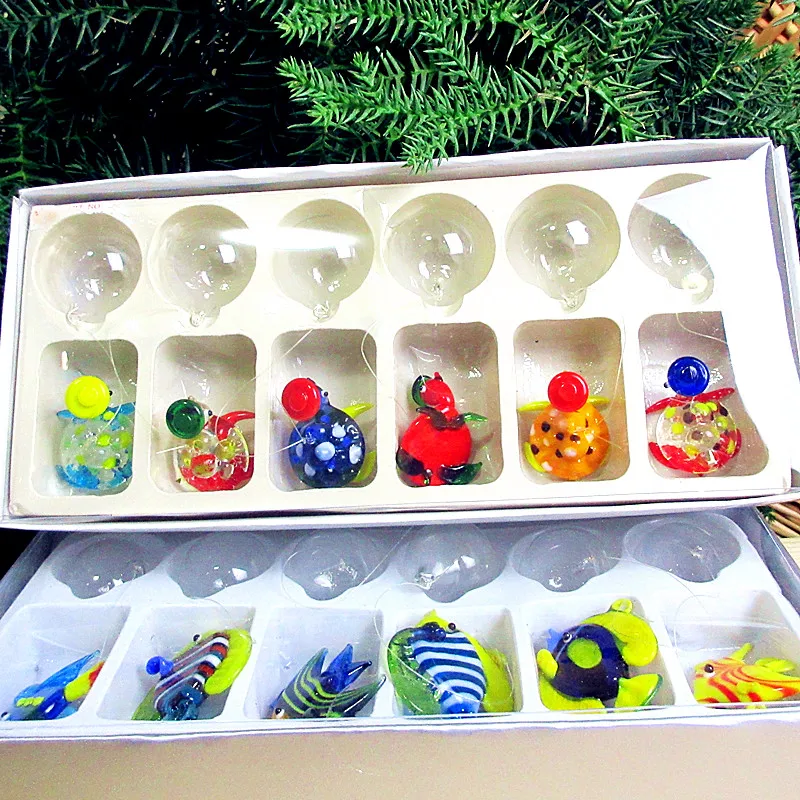

6pcs Custom Colorful cute handmade lampwork murano floating glass bubble Sea turtle decorative Aquarium Marine Animal Pendant
