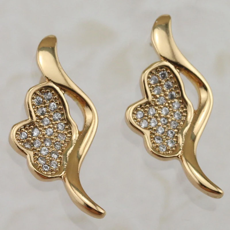 Amazing Chic Nice White CZ Gems Stud Earrings Yellow Golden Plated Jewelry Gift For Women EB449 | Украшения и аксессуары